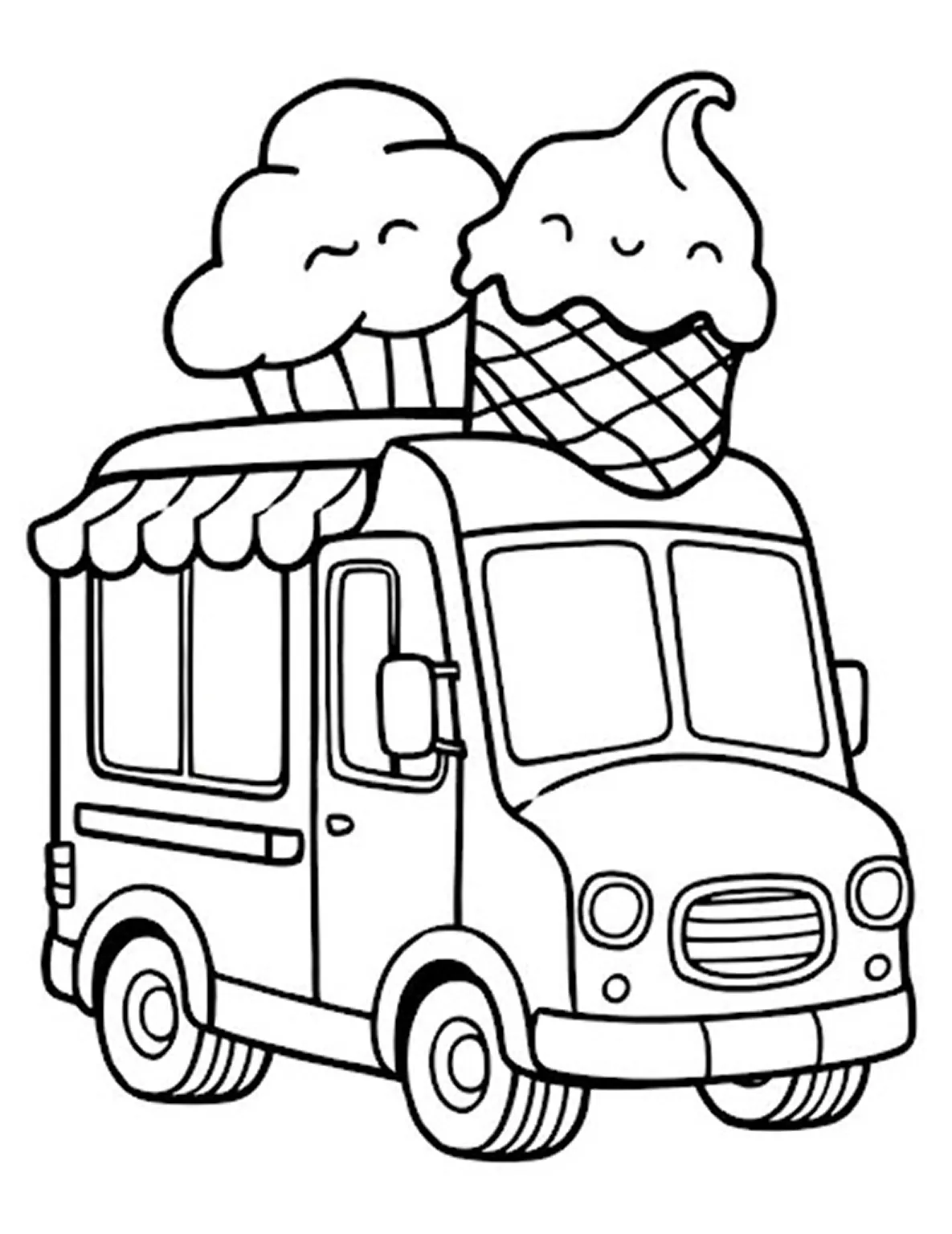 Outline drawing of an ice cream truck