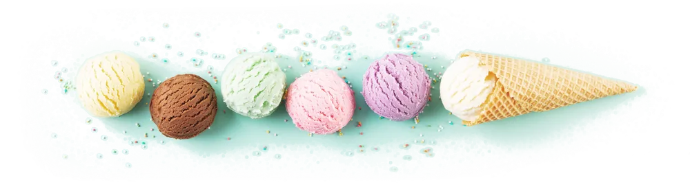 Photographic scooped ice cream on pastel background. 